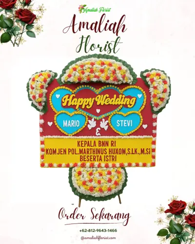 Karangan Papan Bunga Pernikahan di Katongan